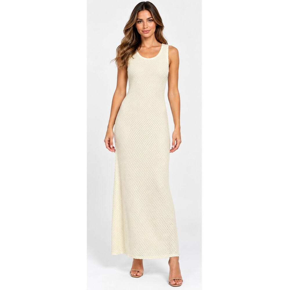 Rag & Bone Ivory Crochet Knit Maxi Dress Sleeveless 100% Cotton Size S/P